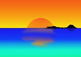 Tropical island at dusk or dawn