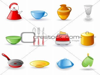 Kitchen utensil icon set