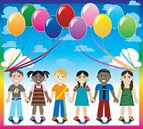 Balloon Background with Kids
