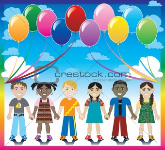 Balloon Background with Kids