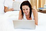 Attractive woman using laptop 