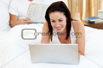 Attractive woman using laptop 