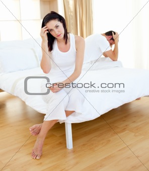 Disconsolate couple finding out results of a pregnancy test 