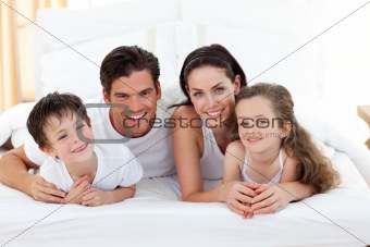 Smiling family having fun