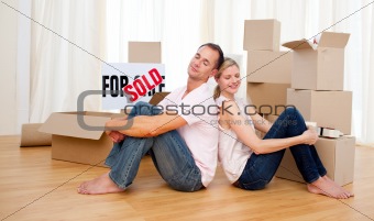 Young couple relaxing while moving