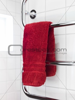 Red towel on a dryer