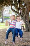 Adorable siblings swinging 