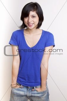 young female smiling with short hair