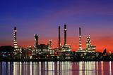 Oil refinery at twilight, Thailand