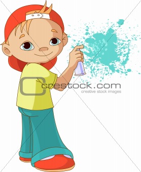 Boy painting graffiti 