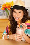 Woman Drinking a Smoothie