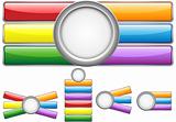 Glossy web buttons with colored bars.