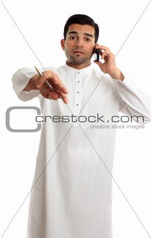 Ethnic man communicating