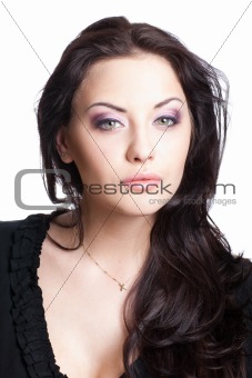 attractive woman on white
