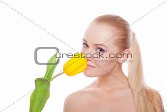 pretty woman with tulip