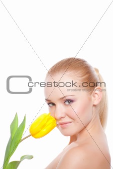 woman with tulip