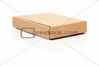 Closed Thin Cardboard Box Isolated on a White Background.