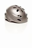 Silver Bike Helmet Isolated on a White Background.