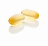 Omega 3 Fish Oil Supplement Capsules Isolated on a White Background.
