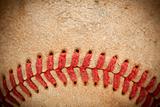 Macro Abstract Detail of Worn Leather Baseball with Vignette.
