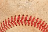 Macro Abstract Detail of Worn Leather Baseball.