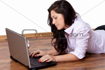 Young woman working at home