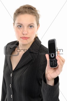 woman showing her  phone