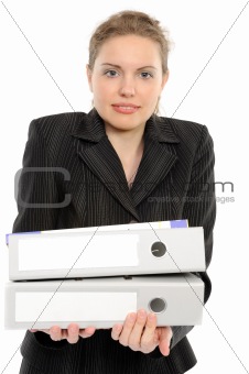 Young businesswoman holding a folder