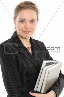 Beautiful businesswoman with  book