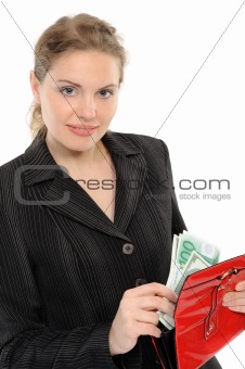 woman with purse and money