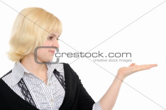 Young woman presenting copy-space