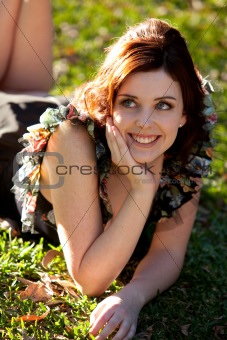 Young Woman Lying in the Park