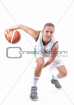 Female basketball player in action 