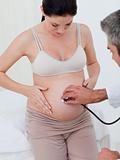 Young pregnant woman examined by her gynecologist