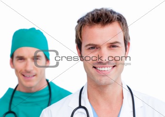Portrait of two handsome doctors