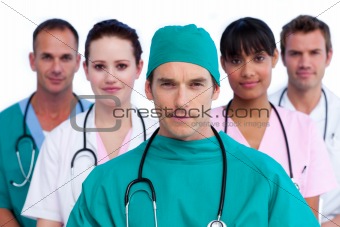 Portrait of a surgeon and his medical team