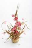 Bouquet with pink flowers and wheat