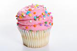 shot of a gourmet pink cupcake up close