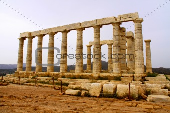 Temple of Poseidon at Cape Sounion near Athens, Greece