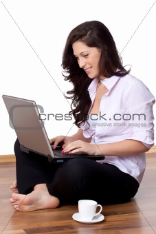 Young woman working at home