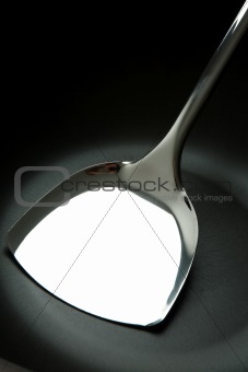 stainless spatula in fry pan