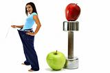 shot of weight loss workout apples brunette in jeans