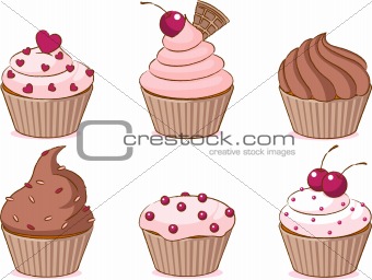 Various cupcake