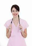 Female doctor holding a stethoscope 