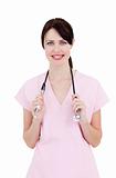 Portrait of a smiling nurse holding a stethoscope