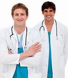Portrait of two male doctors 