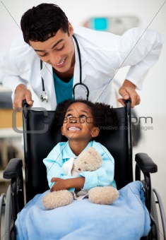 Young Doctor with a sick child 
