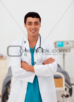 Attractive male doctor  in the hospital