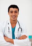 Attractive male doctor smiling at camera