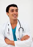 Attractive male doctor smiling at camera
